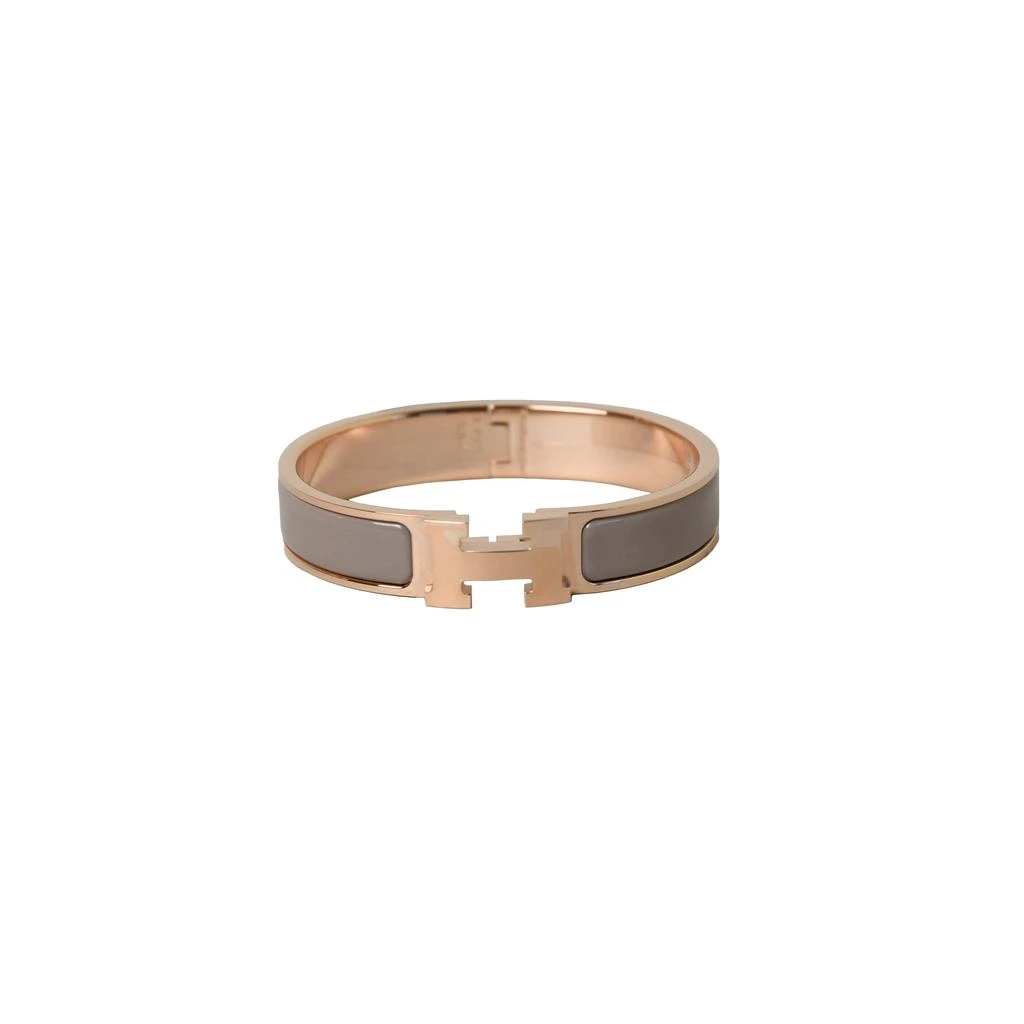 商品Hermes|Hermes Enamel Narrow Clic H Bracelet Rose Gold Marron Glace,价格¥5649,第1张图片