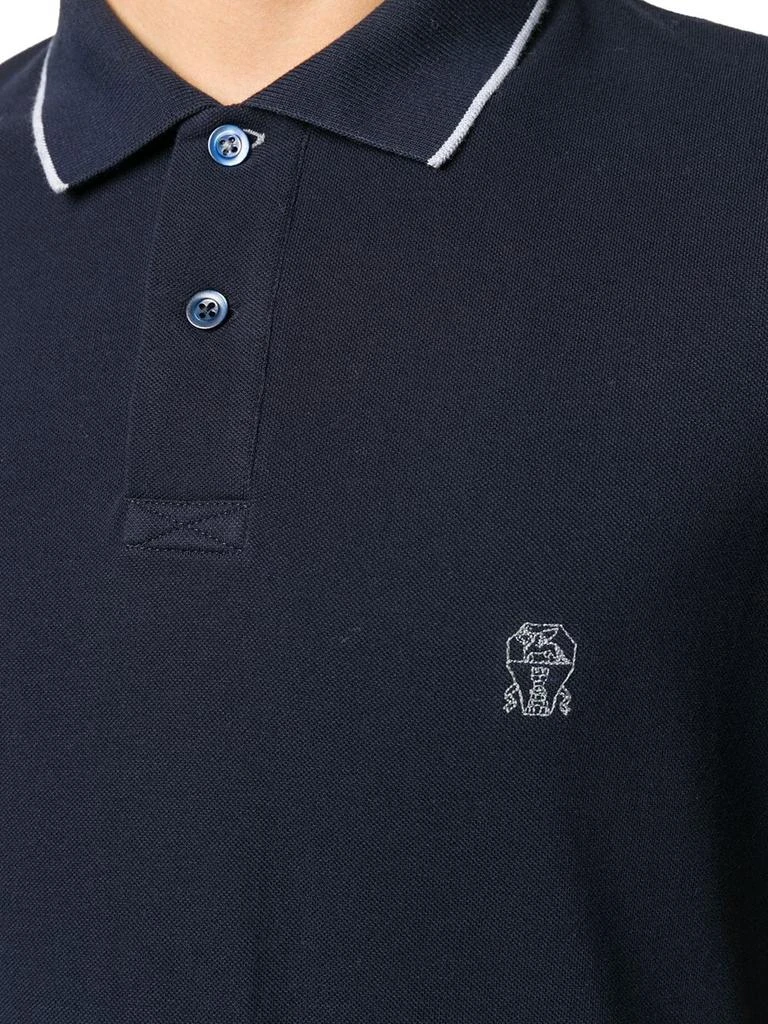 商品Brunello Cucinelli|Brunello cucinelli men's blue cotton polo shirt,价格¥3608,第2张图片详细描述