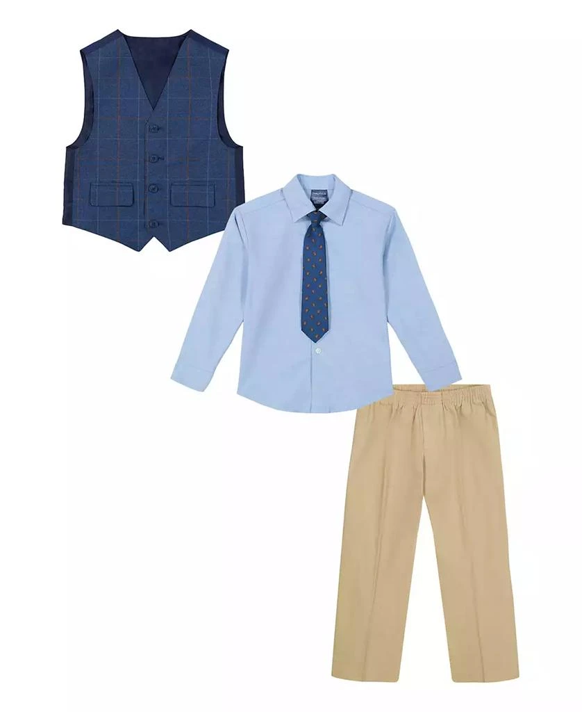 商品Nautica|Baby Boys Windowpane Duo Vest 4-Piece Set,价格¥221,第2张图片详细描述