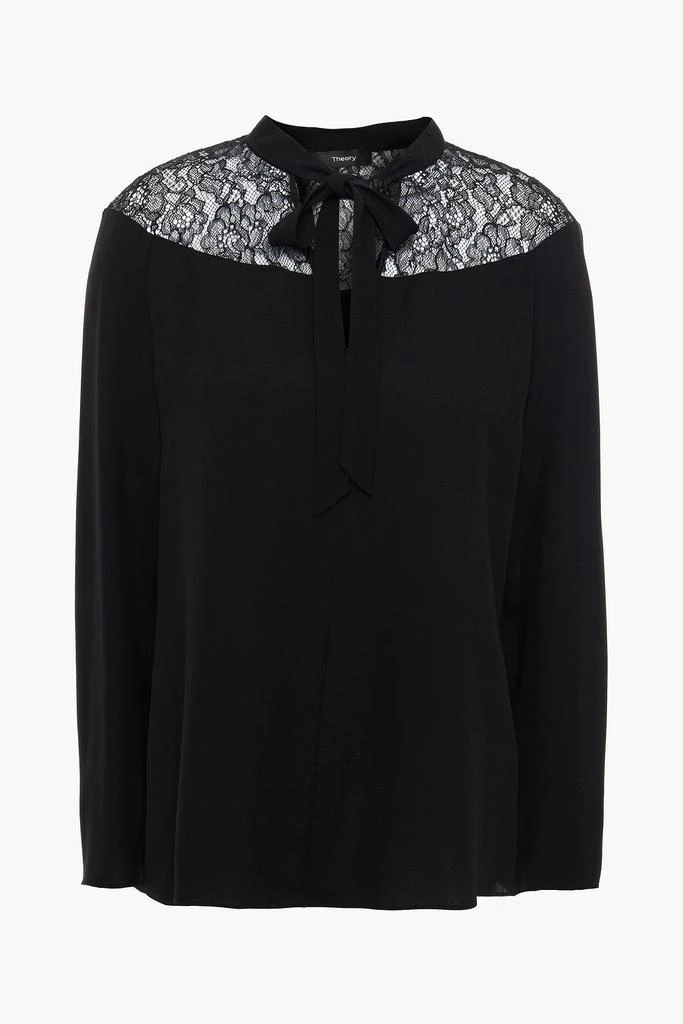 商品Theory|Corded lace-paneled silk crepe de chine blouse,价格¥811,第3张图片详细描述