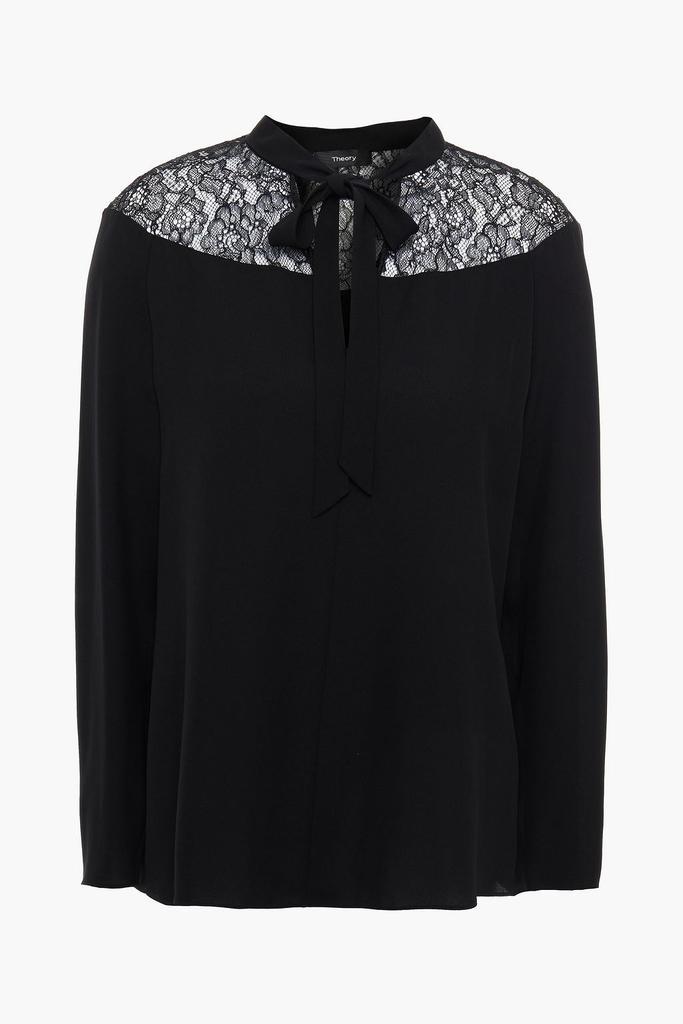 商品Theory|Corded lace-paneled silk crepe de chine blouse,价格¥794,第1张图片