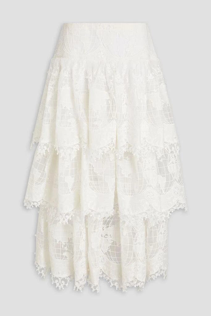 ZIMMERMANN | Embellished tiered voile and tulle maxi skirt