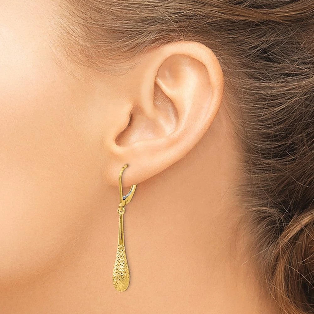 商品Diamond2Deal|14K Yellow Gold Teardrop Drop Dangle Earrings,价格¥4599,第3张图片详细描述