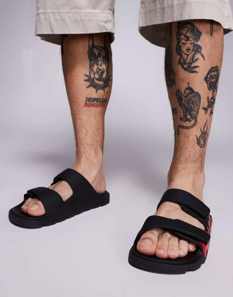 商品Hugo Red|HUGO RED Evander large logo sandals in black,价格¥826,第3张图片详细描述