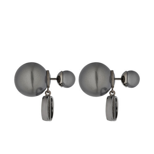 商品Dior|【包税】DIOR/迪奥 22新款TRIBALES系列 女士金属覆层金属“CD”标志灰色树脂珠饰耳环E1293TRIRS_D806,价格¥4280,第1张图片
