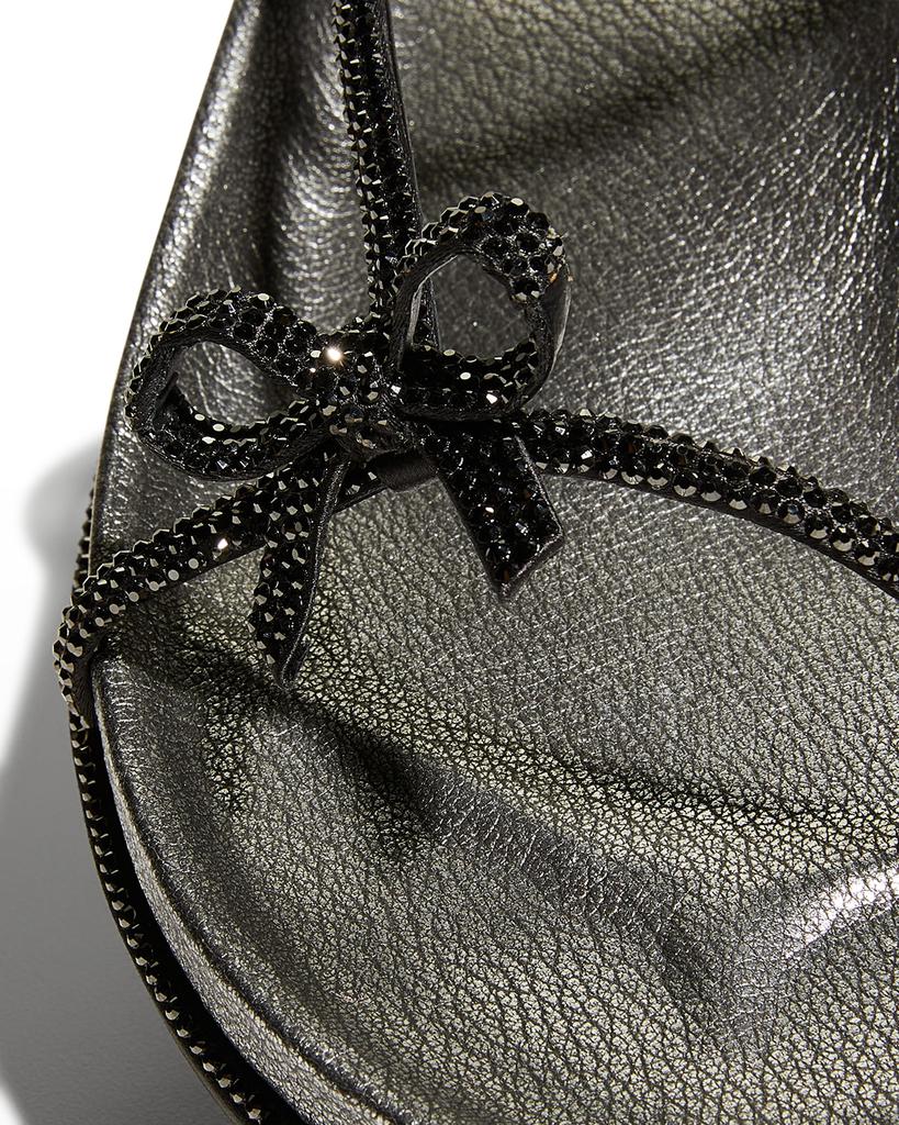 Asymmetrical T-Strap Strass Bow Sandals商品第4张图片规格展示