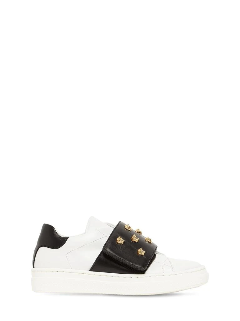 商品Versace|Embellished Studs Leather Sneakers,价格¥1184,第1张图片