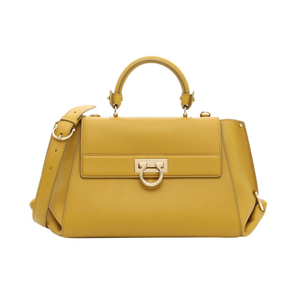 商品[国内直发] Salvatore Ferragamo|Salvatore Ferragamo 菲拉格慕 女士黄色牛皮手提单肩包 21-F606-0657369,价格¥3496,第1张图片