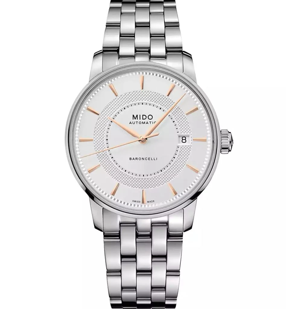 商品MIDO|Men's Swiss Automatic Baroncelli Signature Stainless Steel Bracelet Watch 39mm,价格¥7332,第1张图片