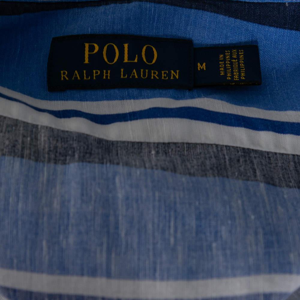 商品[二手商品] Ralph Lauren|Polo Ralph Lauren Blue & White Striped Button Front Short Sleeve Shirt M,价格¥765,第7张图片详细描述