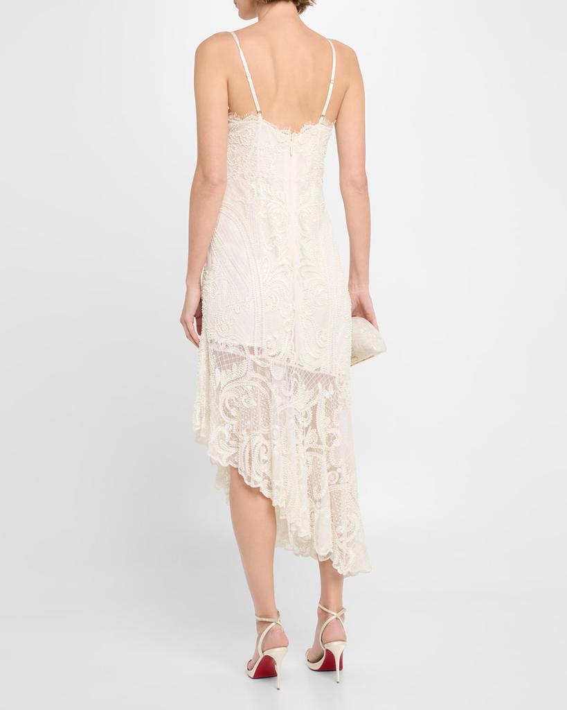 liv foster elara asymmetrical embroidered lace midi dress Liv Foster Elara Asymmetrical Embroidered Lace Midi Dress
