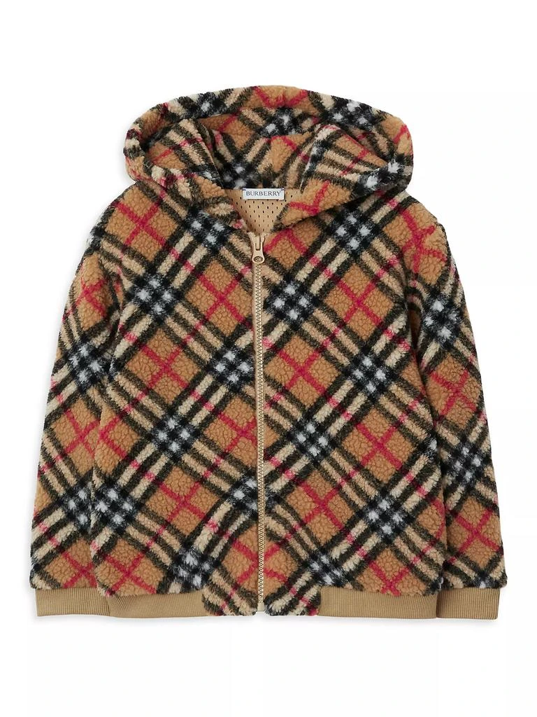 商品Burberry|Little Kid's & Kid's Check Zip Fleece Hoodie,价格¥2325,第1张图片