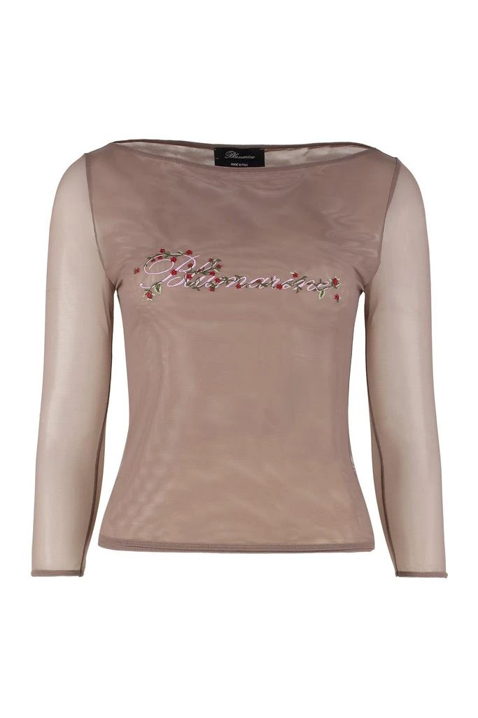 商品BLUMARINE|Blumarine Logo Embellished Sheer Top,价格¥1113,第1张图片