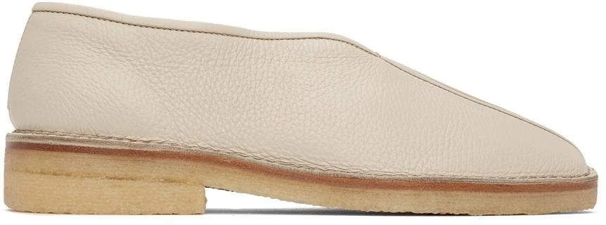 商品Lemaire|SSENSE Exclusive Beige Grained Leather Slippers,价格¥2824,第1张图片