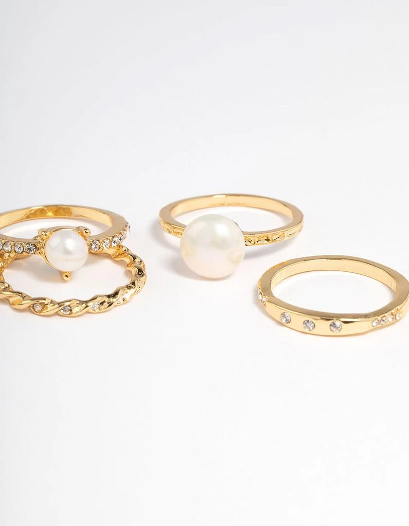 商品Lovisa|Gold Plated Cubic Zirconia Freshwater Pearl Statement Rings 4-Pack,价格¥22,第1张图片