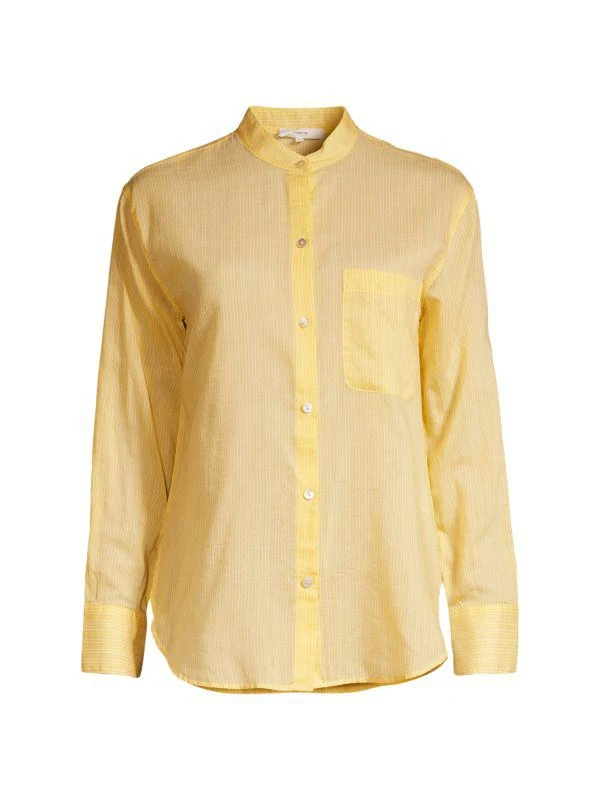 商品Vince|Pinstripe Silk Blend Button Down Shirt,价格¥1186,第4张图片详细描述