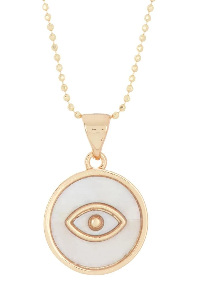 商品ADORNIA|14K Gold Plated Sterling Silver Mother-of-Pearl Evil Eye Disc Pendant Necklace,价格¥150,第1张图片