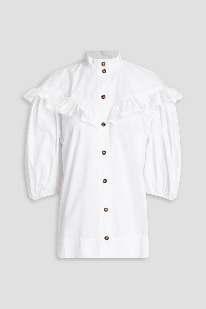 商品Ganni|Ruffle-trimmed organic cotton-poplin shirt,价格¥574,第1张图片