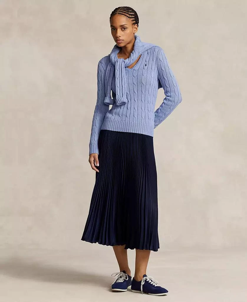 商品Ralph Lauren|Women's Cable-Knit Cotton V-Neck Sweater,价格¥1244,第2张图片详细描述