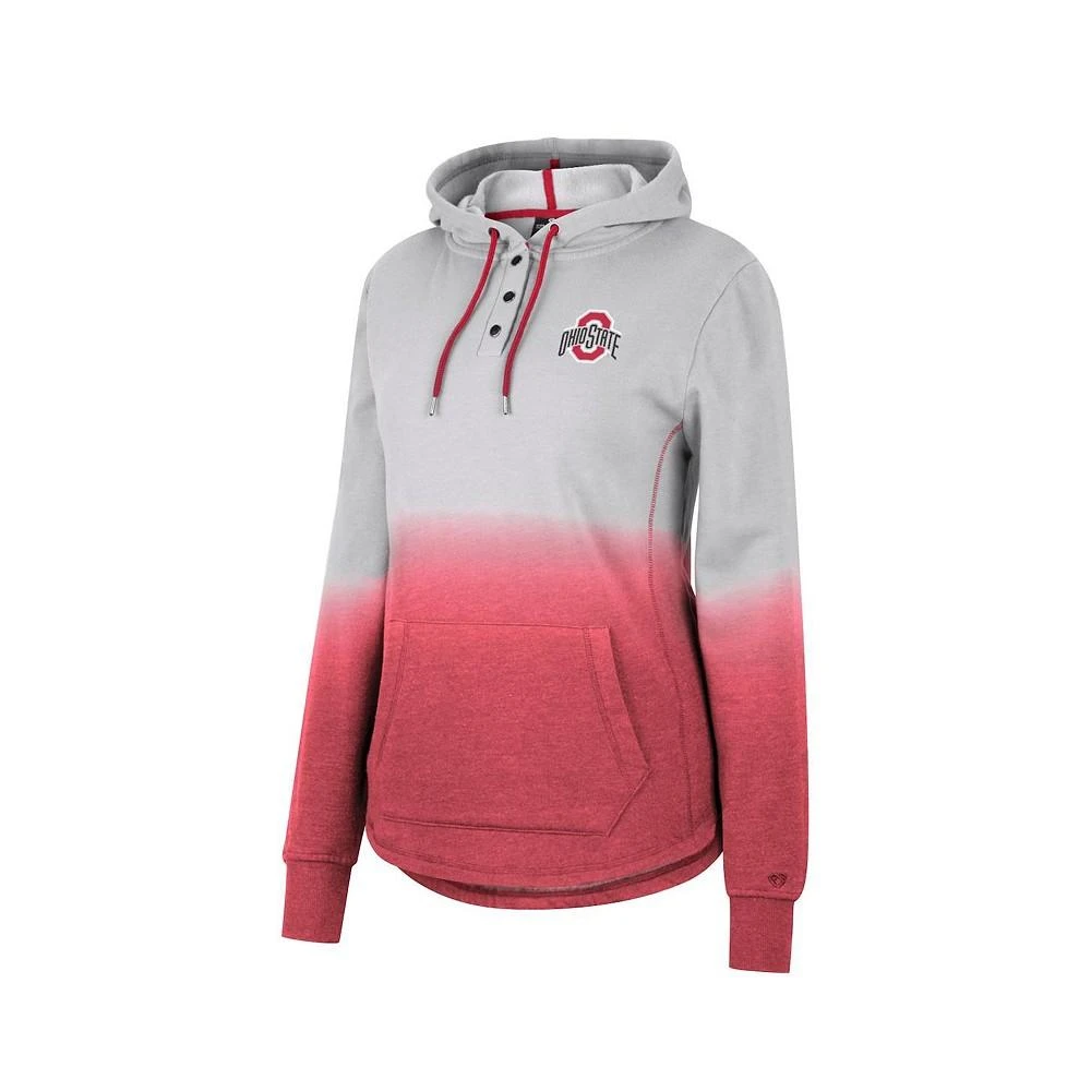商品Colosseum|Women's Gray, Scarlet Ohio State Buckeyes Aurelia Dip-Dye Quarter-Snap Pullover Hoodie,价格¥451,第3张图片详细描述