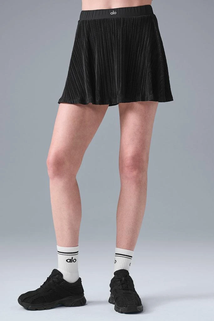 商品Alo|Micro Plisse Tennis Skirt - Black,价格¥522,第1张图片