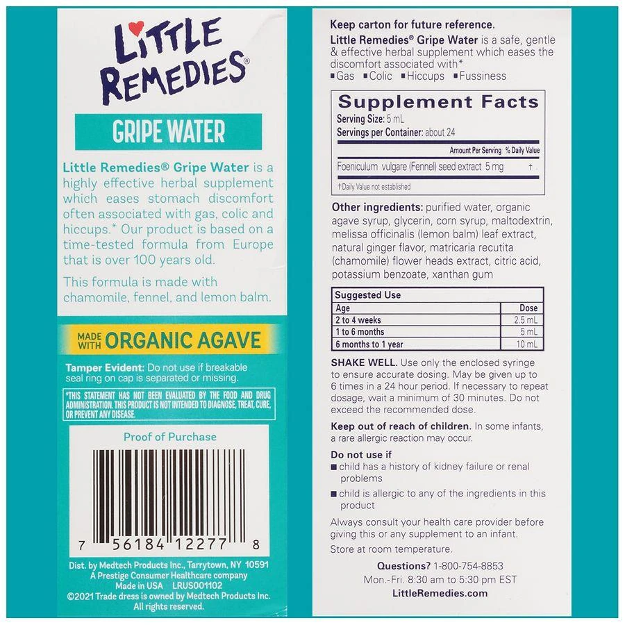 商品Little Remedies|Gripe Water, Colic & Gas Relief,价格¥109,第3张图片详细描述