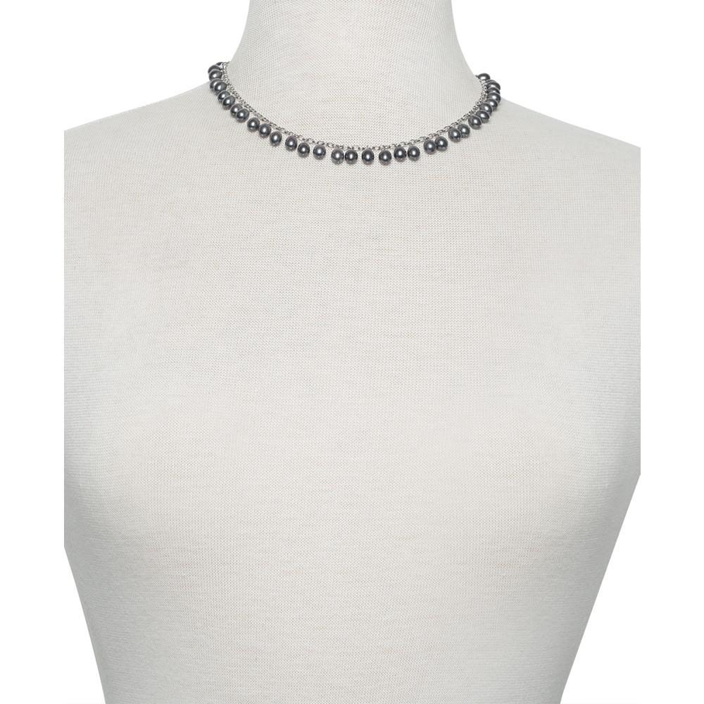 商品Belle de Mer|Peacock Cultured Freshwater Pearl (6 - 6-1/2mm) Dangle Collar Necklace in Sterling Silver, 17" + 1" extender,价格¥438,第4张图片详细描述
