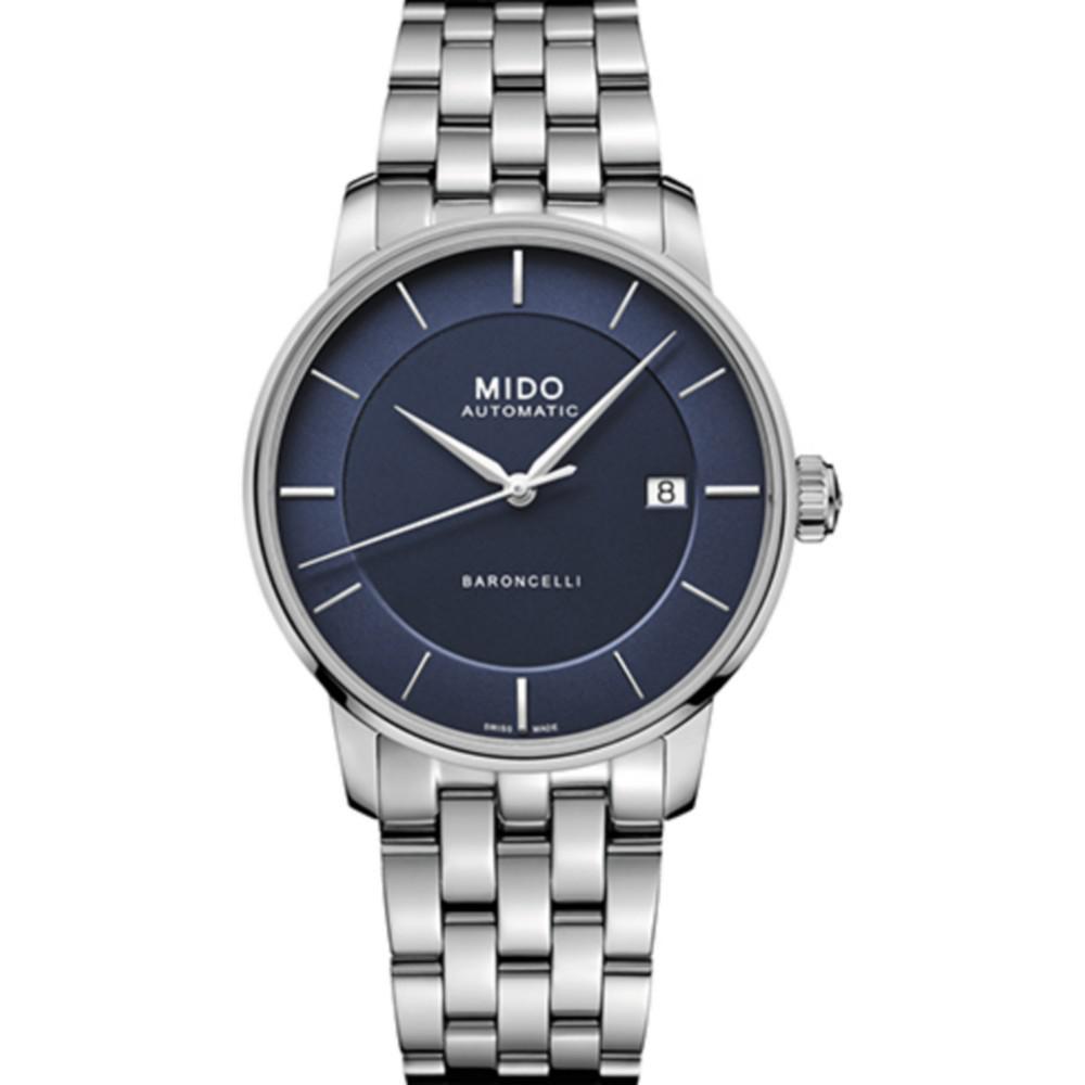 商品MIDO|Men's Swiss Automatic Baroncelli II Signature Stainless Steel Bracelet Watch 39mm,价格¥5646,第1张图片