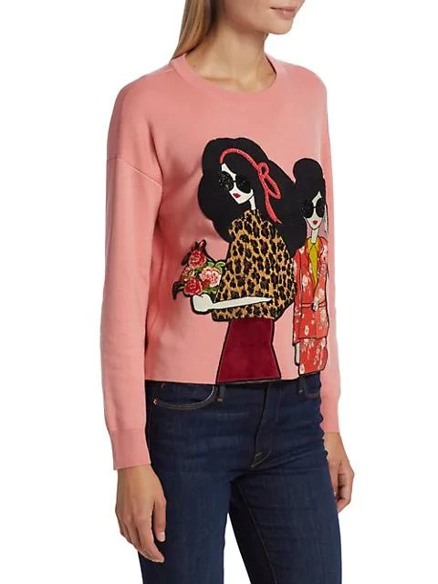 商品Alice + Olivia|Gleeson Bead-Embellished Graphic Sweater,价格¥2216,第4张图片详细描述