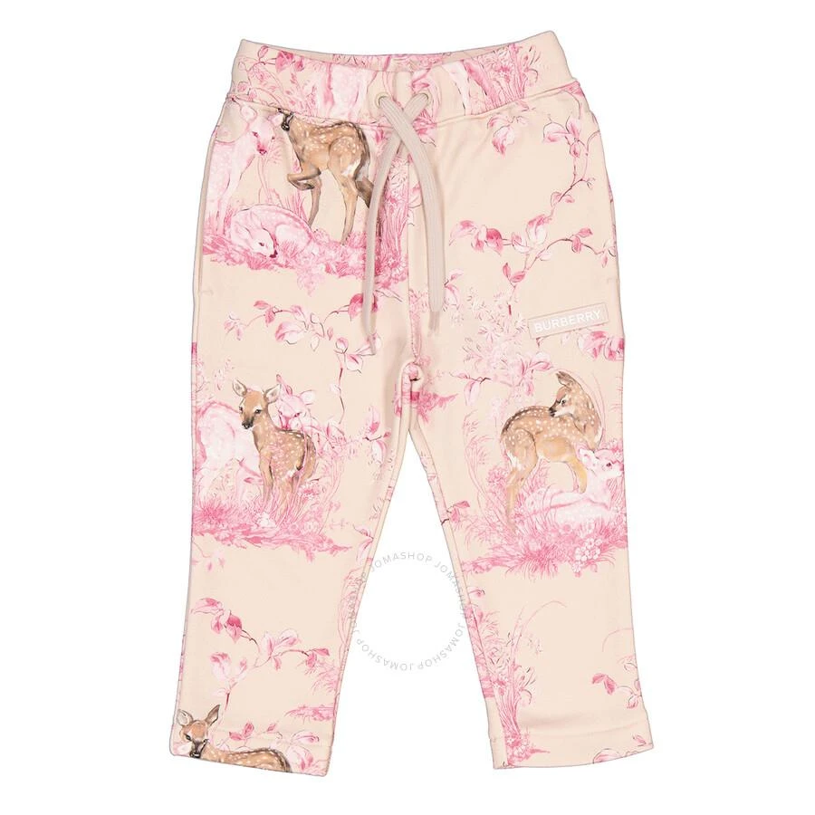 商品Burberry|Girls Light Rose Beige Deer-Print Cotton Joggers,价格¥357,第1张图片