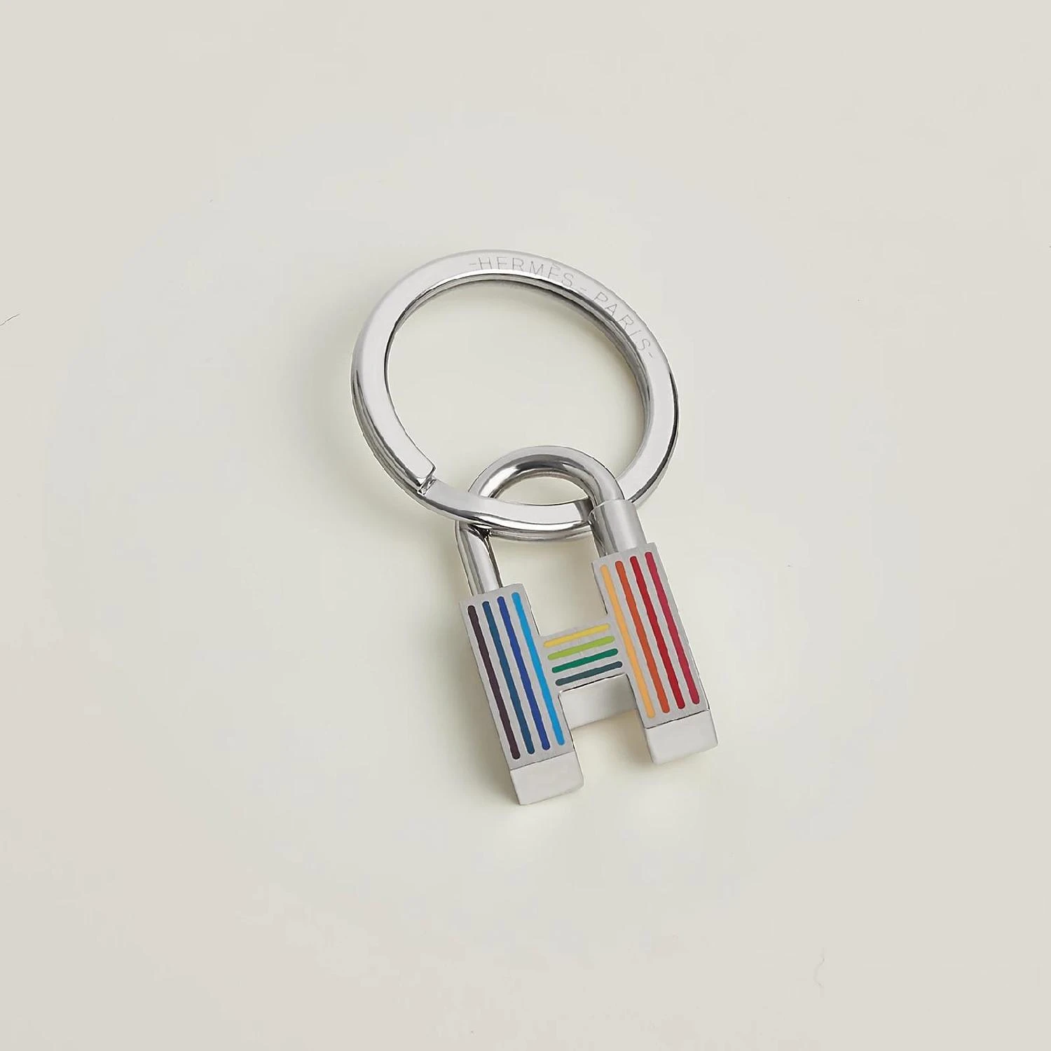 商品Hermes|【预售】 爱马仕 24秋冬 男士 钥匙扣 Porte-clés Cadenas Quizz Rainbow H077309FP02,价格¥3934,第1张图片