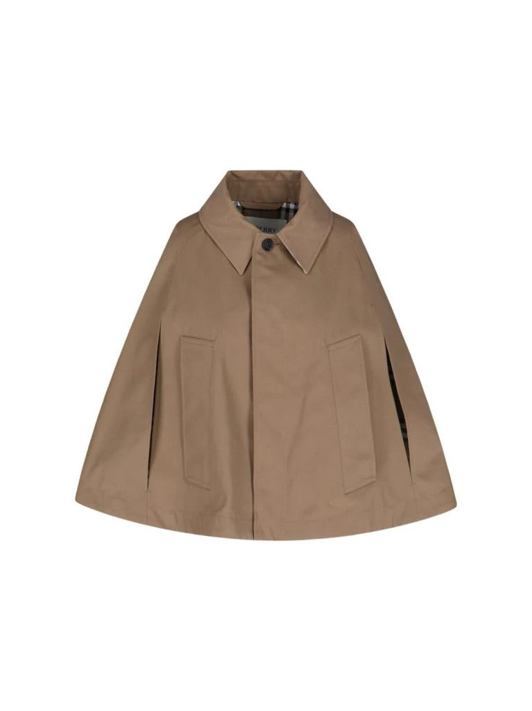 商品Burberry|Cropped Brown Cape With Classic Collar And Side Slits,价格¥11744,第1张图片