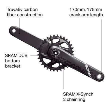 商品TruVativ|Descendant Carbon Eagle DUB Crankset - Boost,价格¥1261,第5张图片详细描述