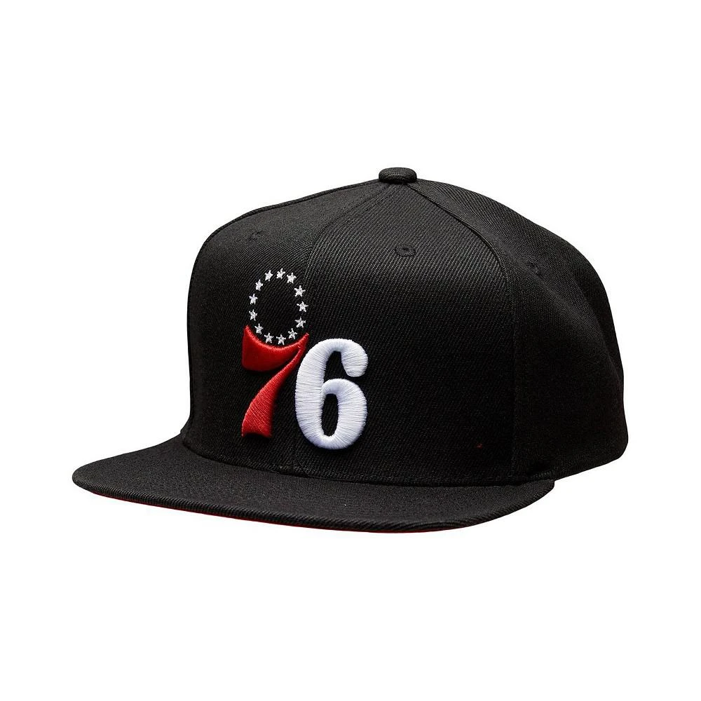 商品Mitchell and Ness|Men's Black Philadelphia 76ers Bred Snapback Adjustable Hat,价格¥240,第1张图片