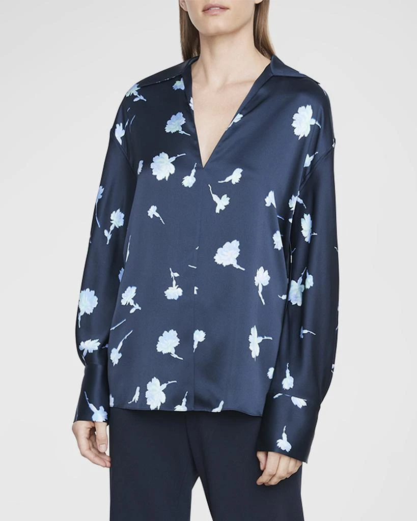 商品Vince|Sea Carnation Shaped-Collar Printed Silk Top,价格¥868,第1张图片