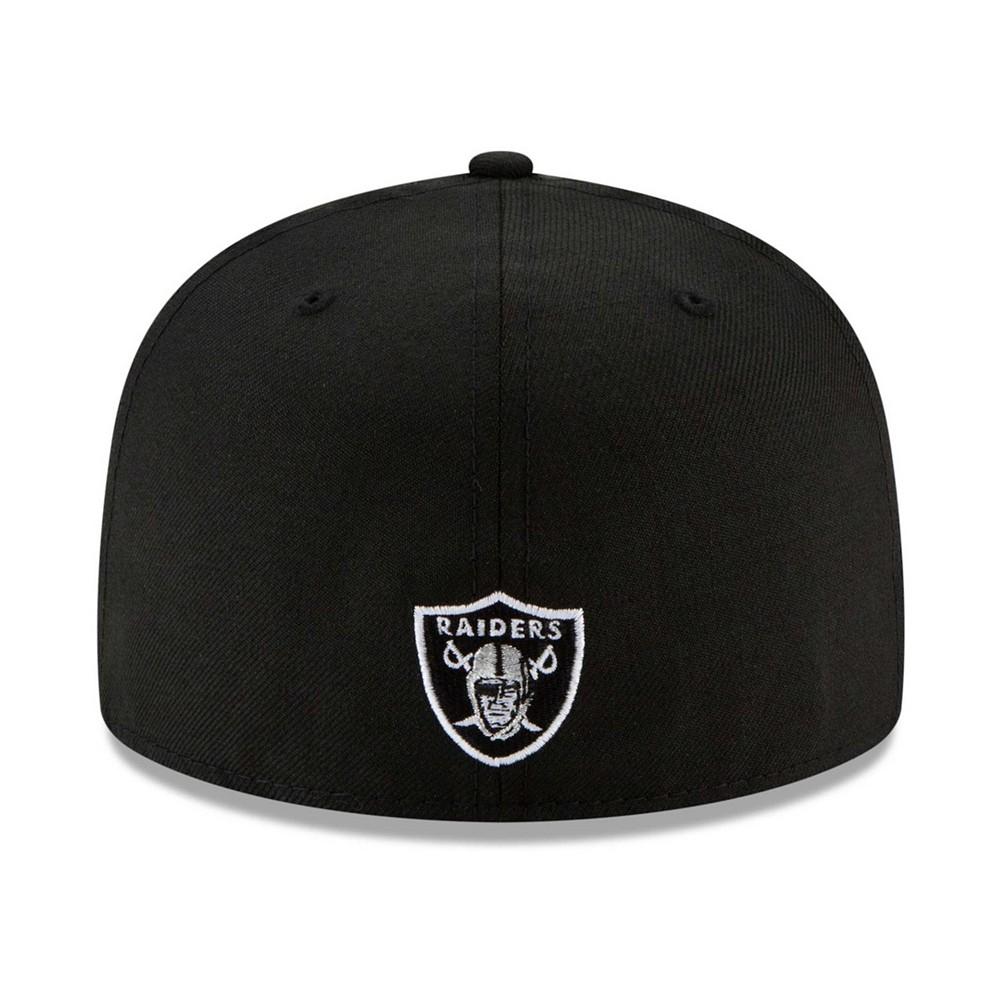 Men's Black Las Vegas Raiders Logo Omaha 59Fifty Fitted Hat商品第5张图片规格展示