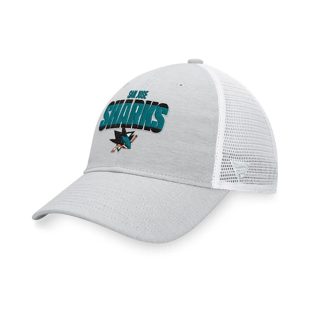 商品Fanatics|Men's Heather Gray, White San Jose Sharks Team Trucker Snapback Hat,价格¥167,第1张图片