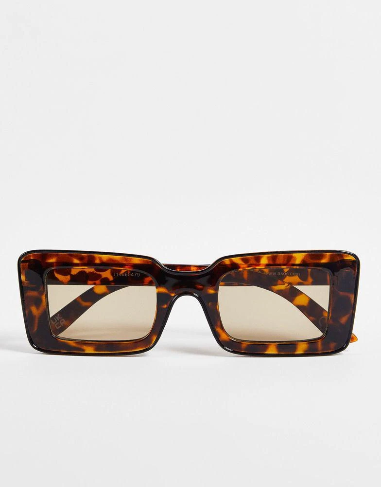 商品ASOS|ASOS DESIGN frame tramline mid square sunglasses in tort - BROWN,价格¥45,第4张图片详细描述