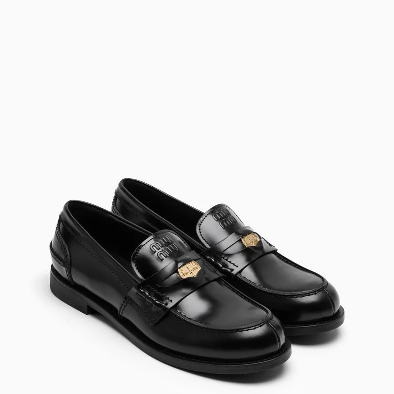 商品Miu Miu|Black leather Penny loafers,价格¥6164,第2张图片详细描述