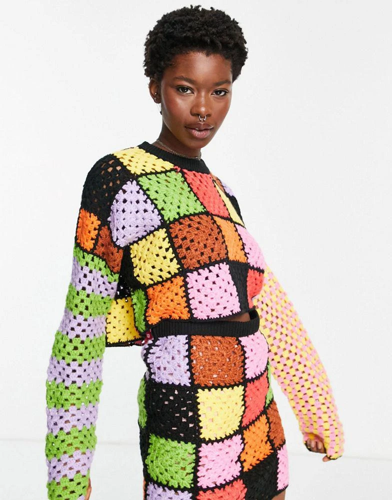 商品The Ragged Priest|The Ragged Priest mini skirt in rainbow crochet patchwork co-ord,价格¥266,第2张图片详细描述