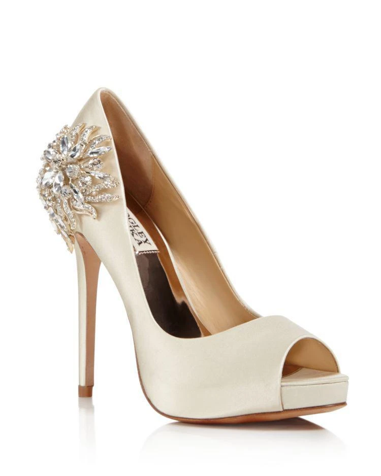商品Badgley Mischka|丝缎露趾钻饰高跟鞋,价格¥981,第1张图片