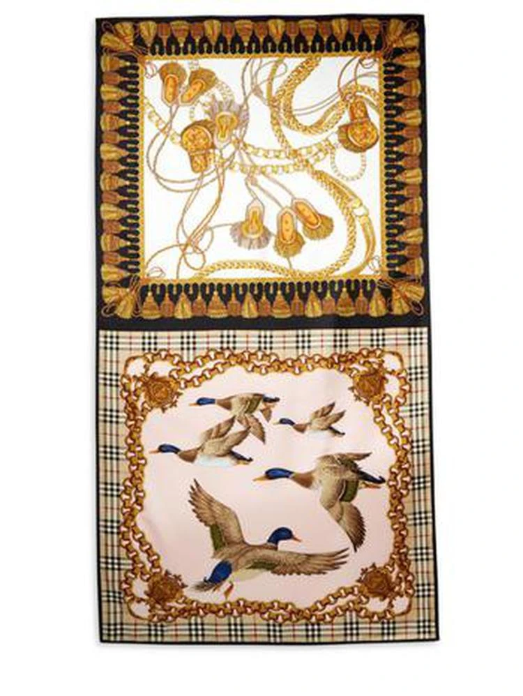 商品Burberry|Chain Bird Collage Silk Scarf,价格¥5138,第2张图片详细描述