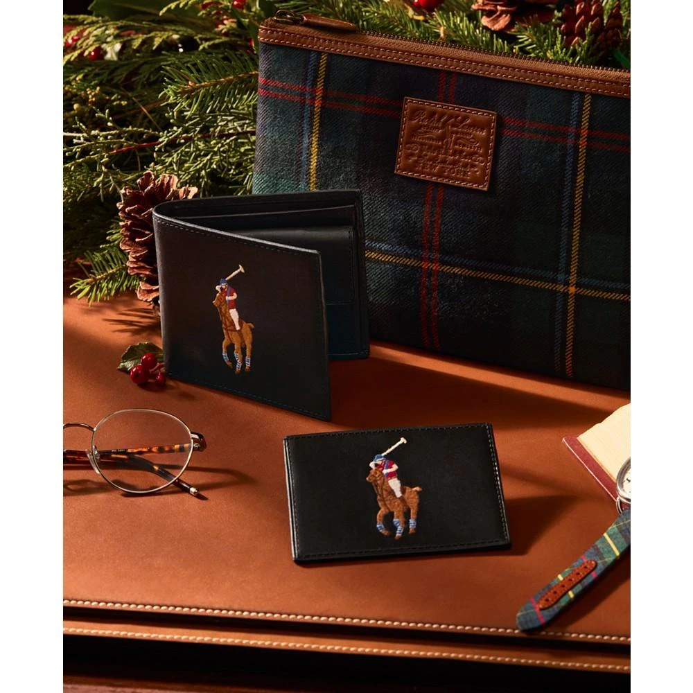 商品Ralph Lauren|Men's Crest Canvas & Leather Billfold Wallet,价格¥560,第4张图片详细描述