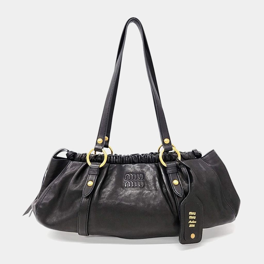 【関税&送料込】Miu Miu Black Nappa Leather Avenue Shoulder Miu Miu Miu Miu Black Nappa Leather Shoulder Bag - Shoulder