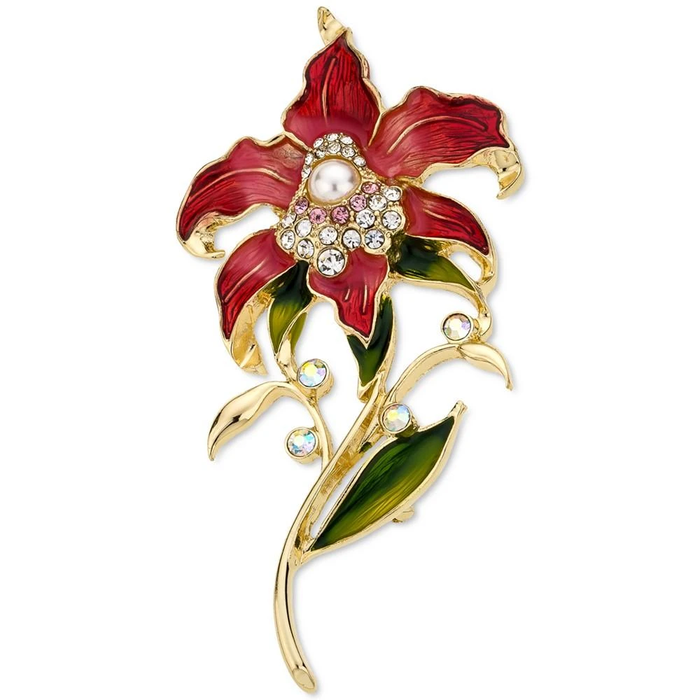 商品Charter Club|Gold-Tone Crystal & Imitation Pearl Flower Pin, Created for Macy's,价格¥55,第1张图片