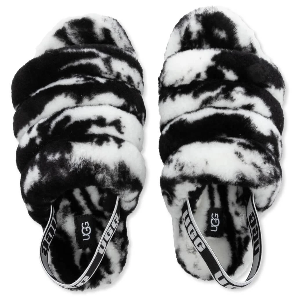 商品UGG|Women's Fluff Yeah Slide Marble - Black,价格¥816,第4张图片详细描述