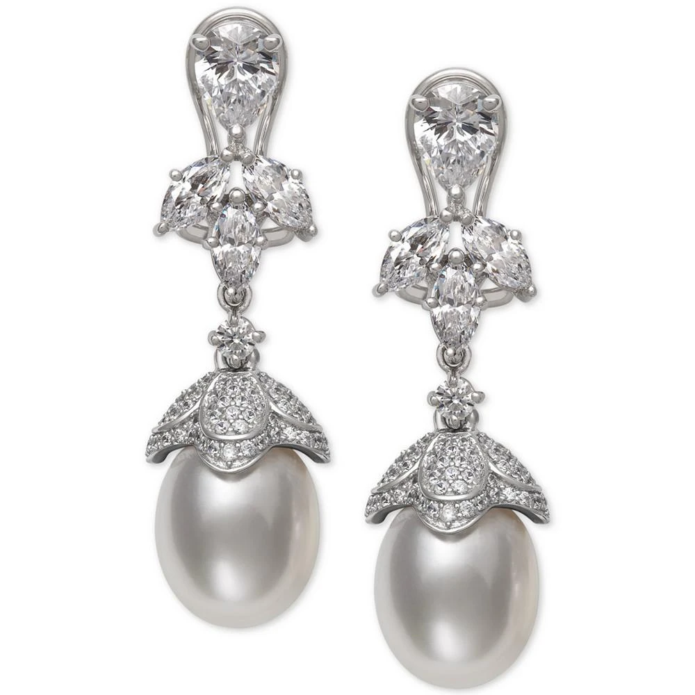 商品Belle de Mer|Cultured Freshwater Pearl (9-10mm) & Cubic Zirconia Drop Earrings in Sterling Silver, Created for Macy's,价格¥1873,第1张图片