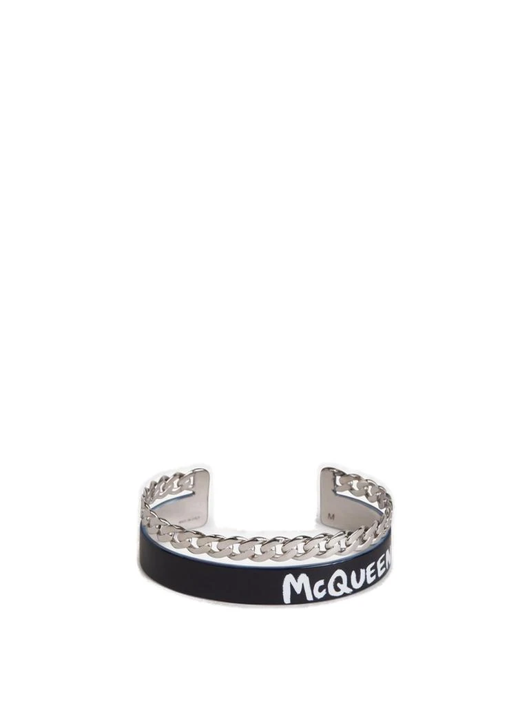 商品Alexander McQueen|Alexander McQueen Logo Print Chain Link Bracelet,价格¥2723,第1张图片