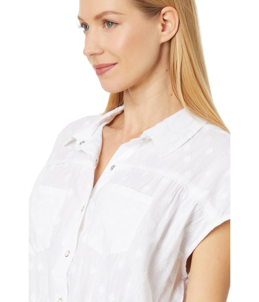 Short Sleeve Drop Shoulder Smocked Snap Shirt商品第3张图片规格展示