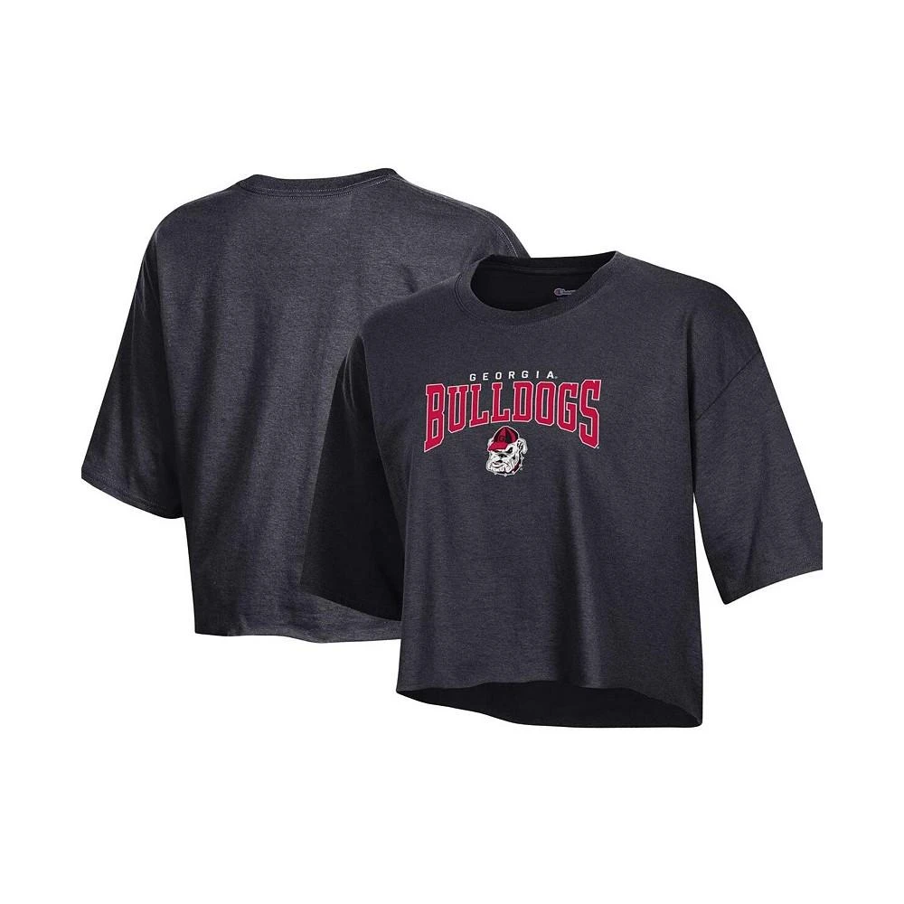 商品CHAMPION|Women's Heather Charcoal Georgia Bulldogs Boyfriend Cropped T-shirt,价格¥222,第1张图片